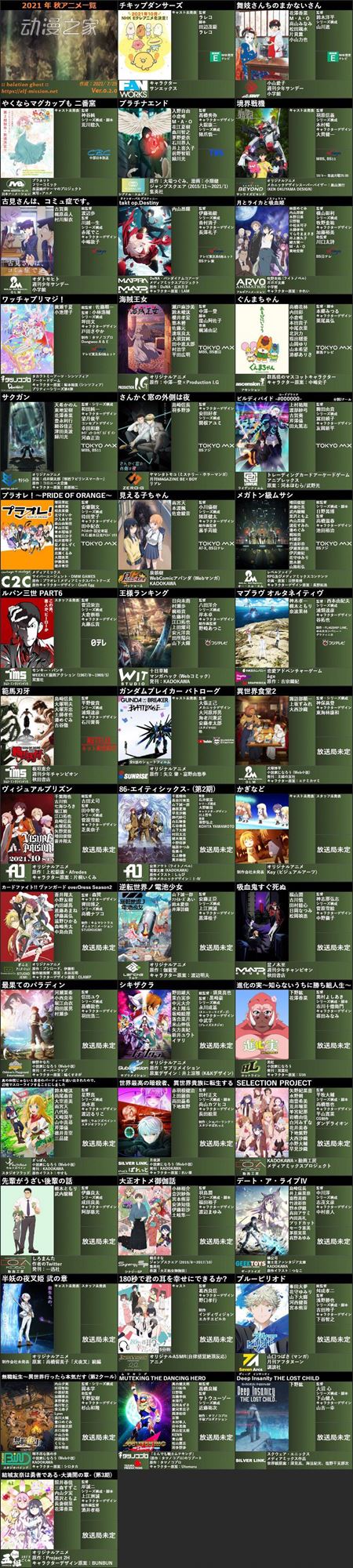 日网整理45部10月秋季新番清单出炉
