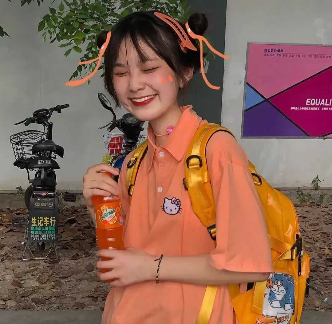 橙色系女生头像
