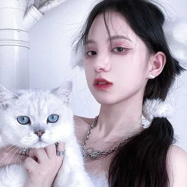 抱猫头像女