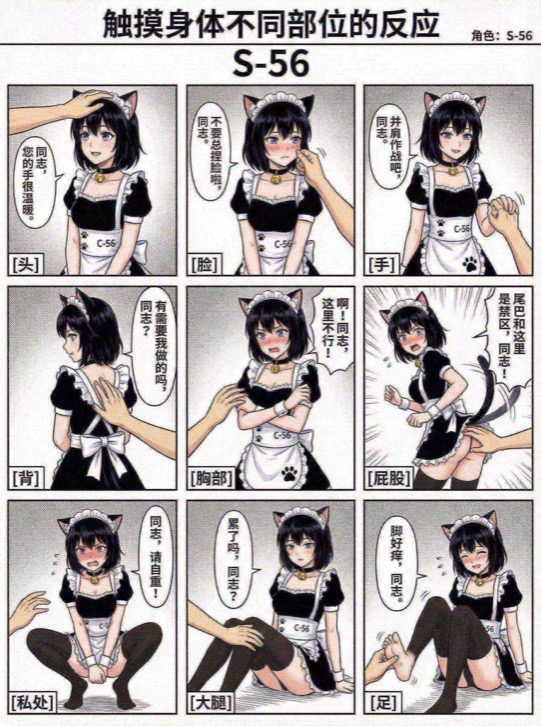 触摸身体不同部位的反应九宫格漫画