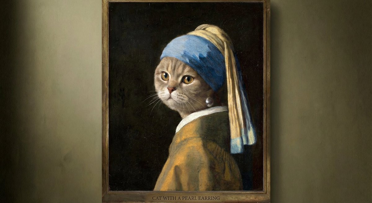 戴珍珠耳环的猫猫