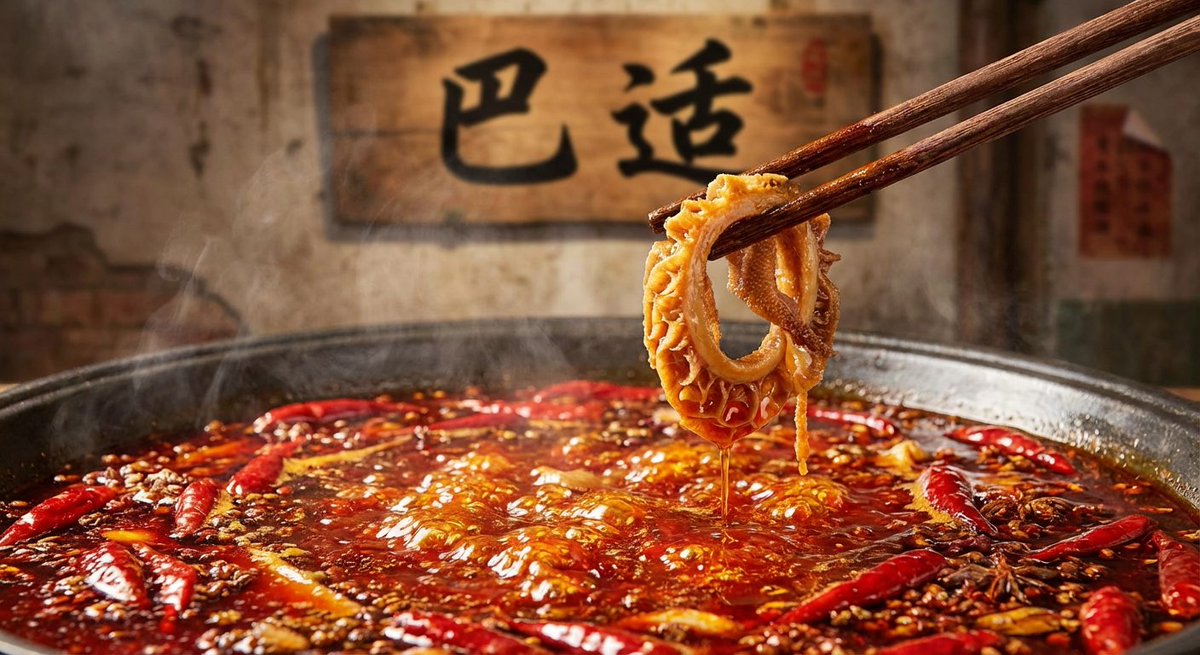 一张极其逼真的重庆火锅特写