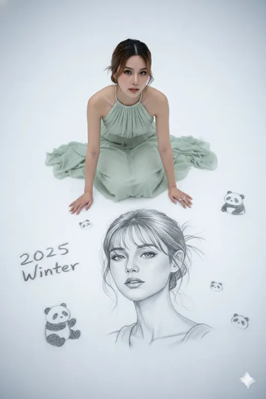 女生铅笔素描画