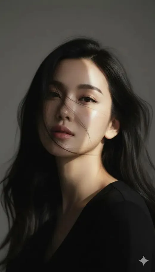 年轻女性的韩式时尚特写肖像