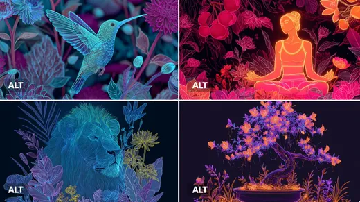 霓虹花卉和谐插图