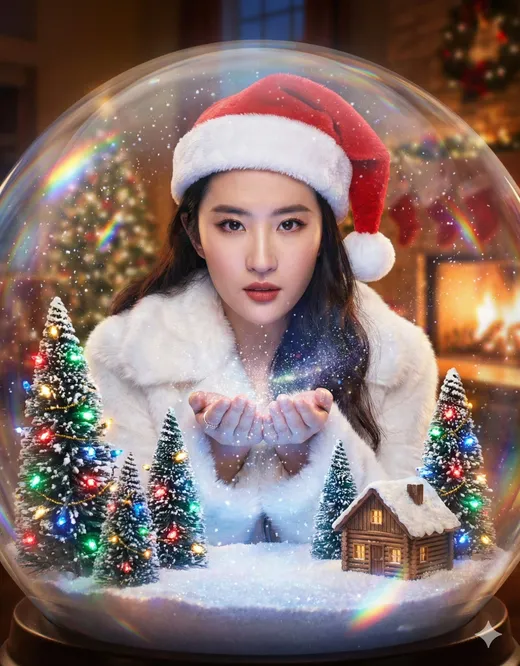 圣诞特辑-人物定格在奇幻巨型玻璃雪球里
