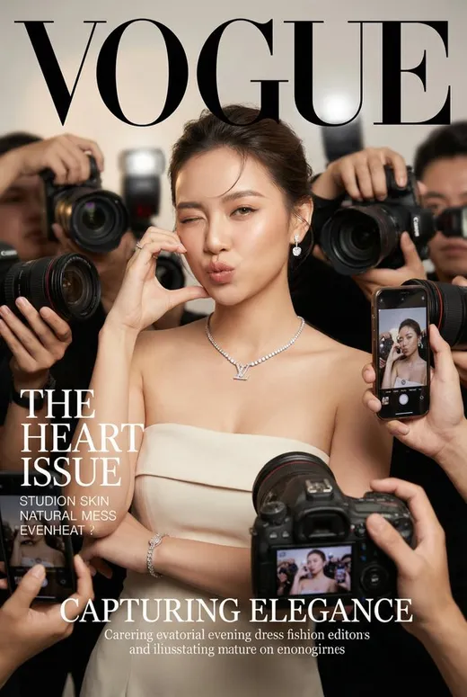 逼真的 Vogue 杂志封面风格的时尚肖像