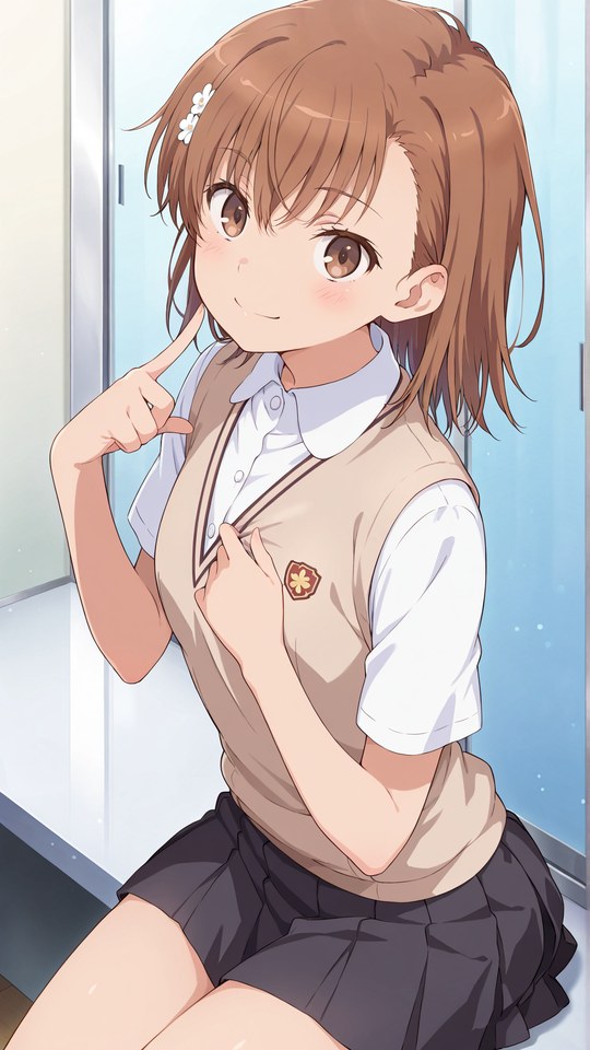动漫少女校服插画棕色短发可爱风【图包】