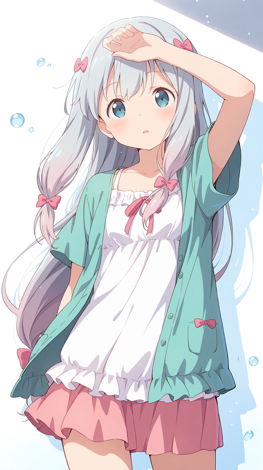 银发双马尾动漫少女夏日插画【图包】