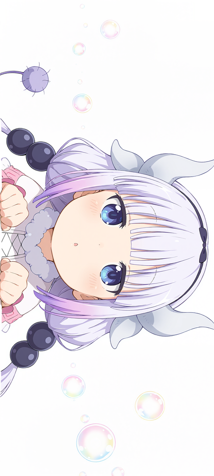 浅紫发蓝眼可爱动漫女孩泡泡插画【图包】