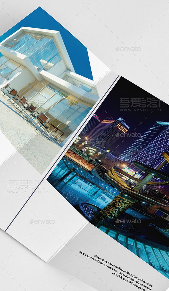 简约现代风格建筑三折页模板