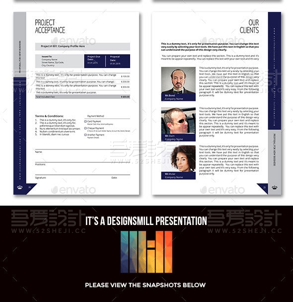 蓝色欧美风企业宣传画册模板