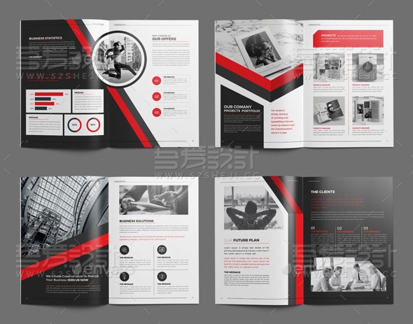红色高端大气企业画册模板