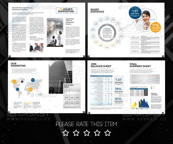蓝色企业年度报告画册模板