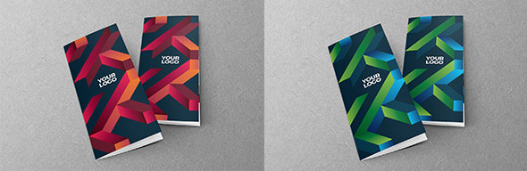 唯美渐变色企业三折页模板