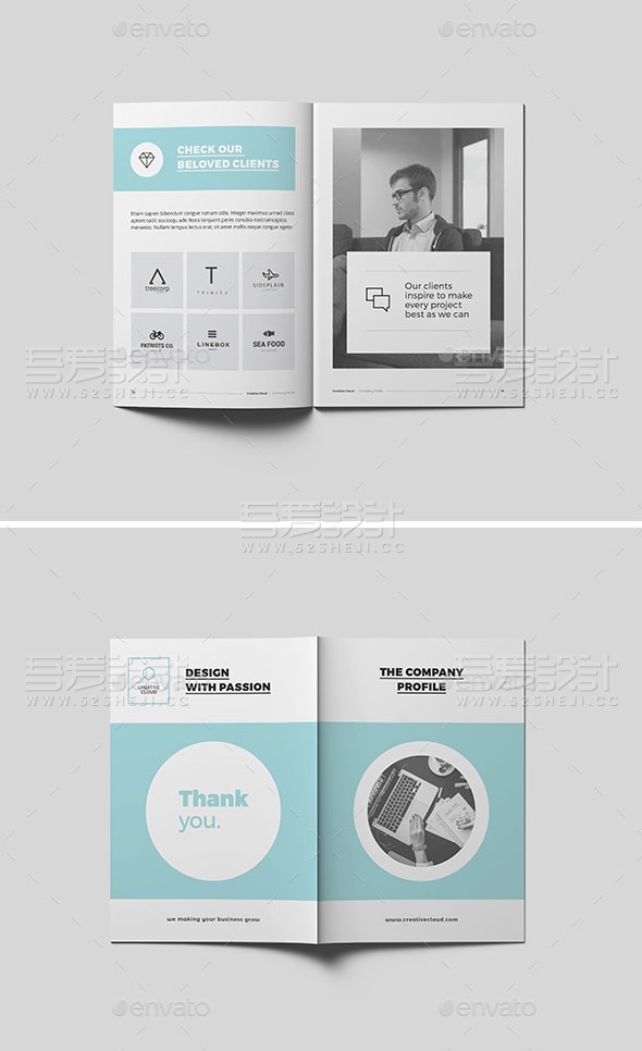 蓝色简约大气企业宣传画册模板