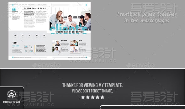 蓝色简约大气企业宣传画册模板