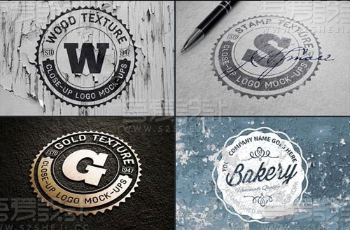 复古做旧效果logo展示贴图样机模板