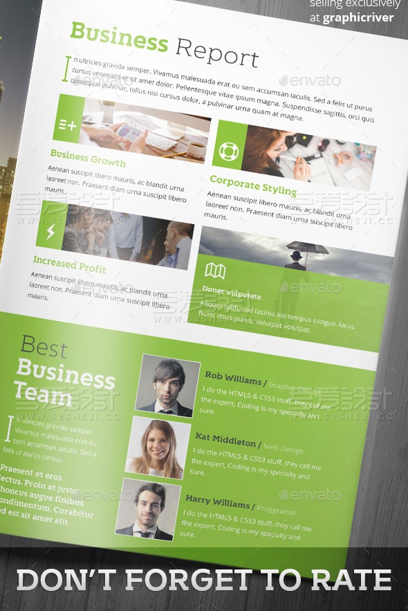 绿色欧美风格团队介绍画册模板