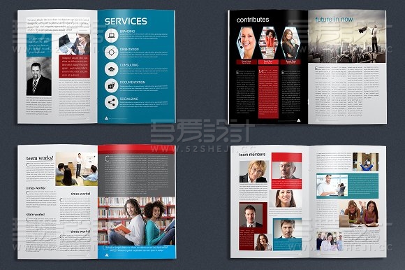 欧美风格学校简介杂志画册模板