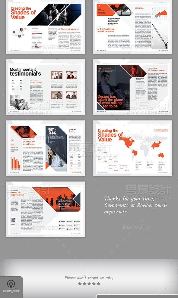 红色简约欧美风格企业宣传画册模板