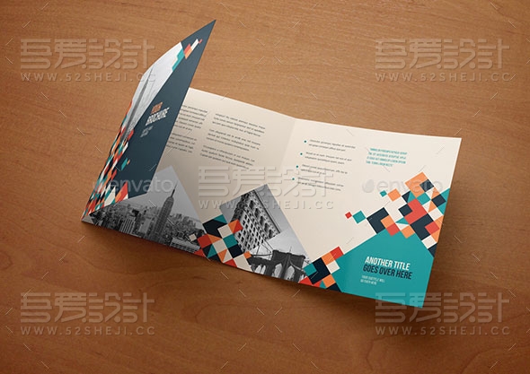 方形凉彩方块企业三折页模板