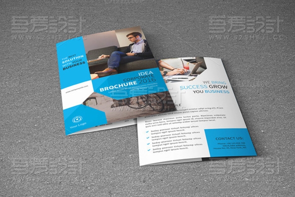 蓝色企业宣传画册模板
