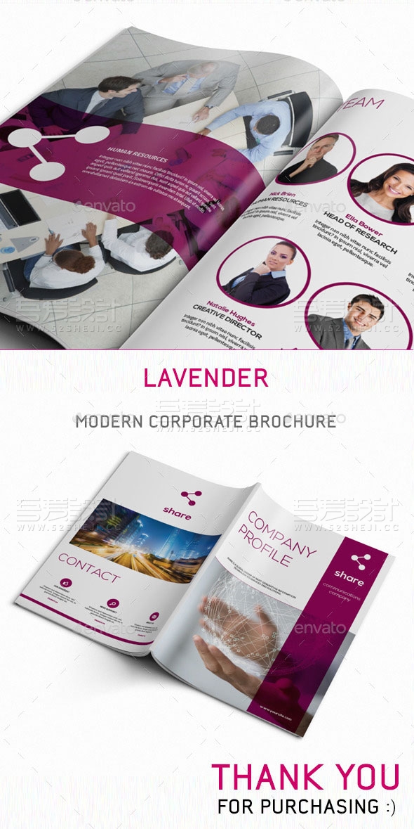 紫色创意欧美风格企业宣传画册模板