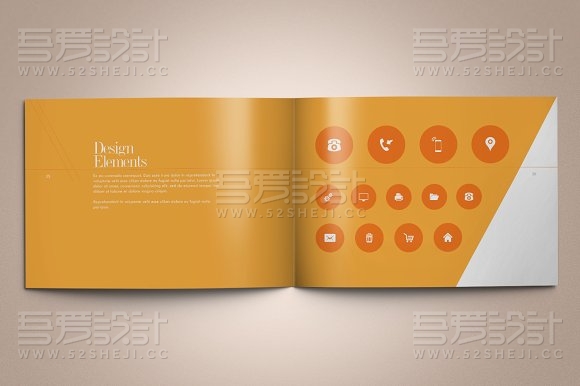 橙色简约大气横板画册模板