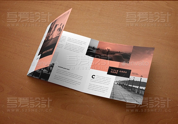 方形复古三折页模板