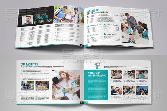 12页创意和现代大学的招股画册模板（3款颜色）