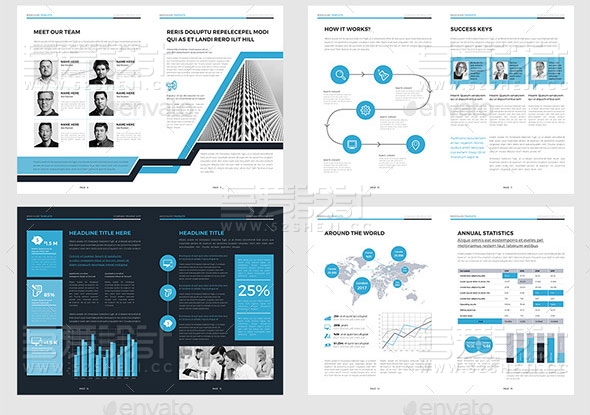 蓝色创意企业通用画册模板