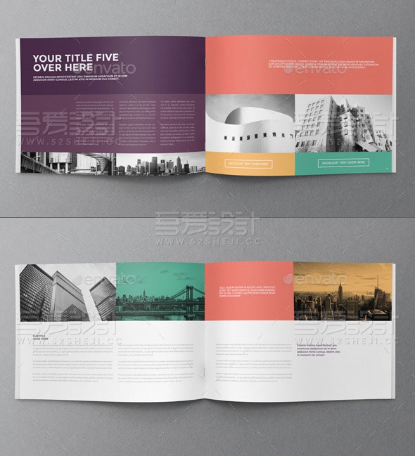 彩色方块企业画册模板