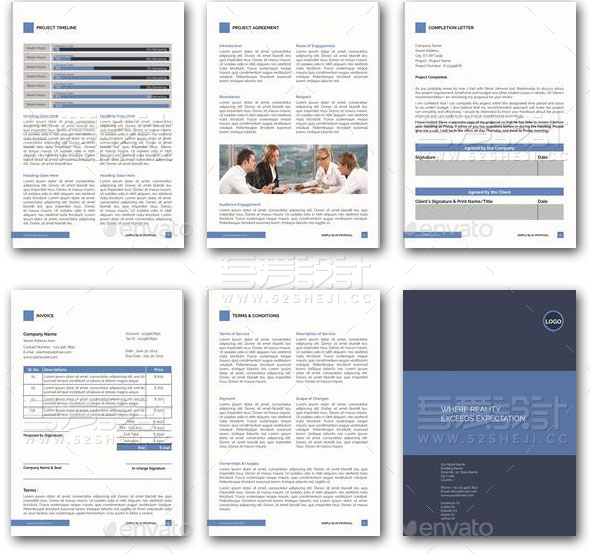 简约大气蓝色建议企业宣传画册模板