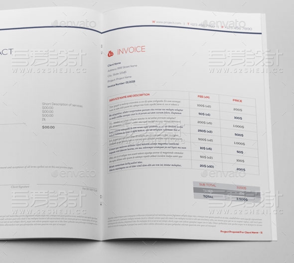 现代投标合同与发票画册模板