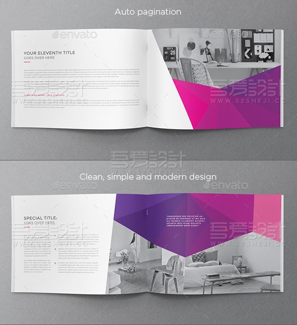 横板紫色炫彩企业宣传画册模板