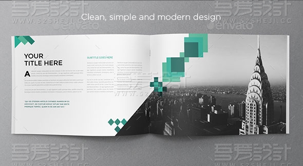 现代绿色图案小册子企业宣传画册模板