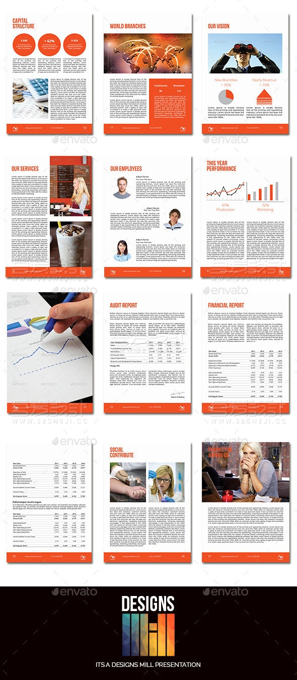 橙色欧美风企业宣传画册模板