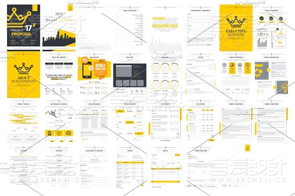 金黄色完整建议画册模板