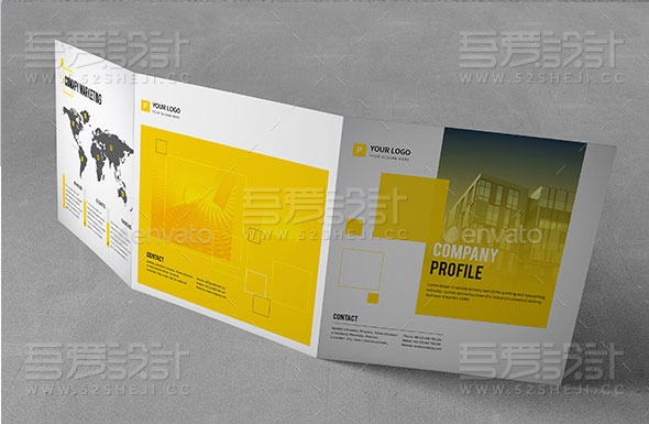 方形企业三折页模板