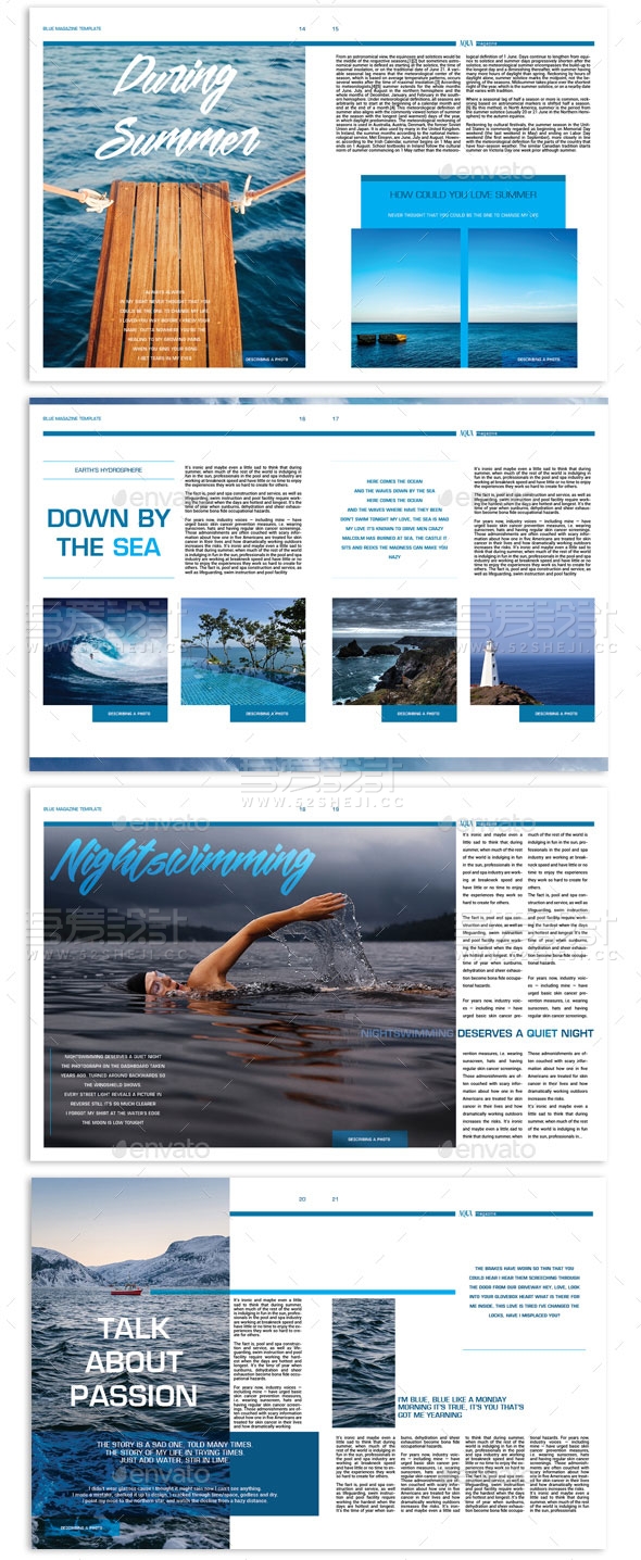 沙滩大海冲浪旅游宣传画册模板