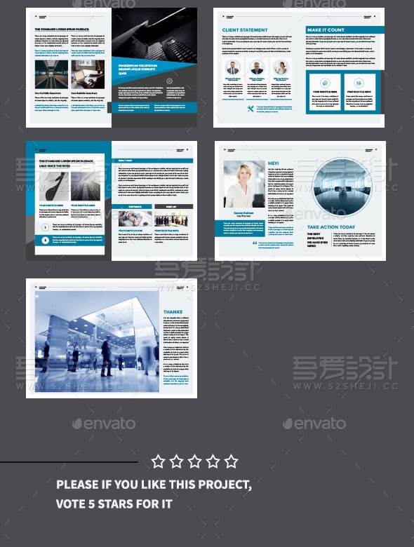 蓝色商业小册子画册模板