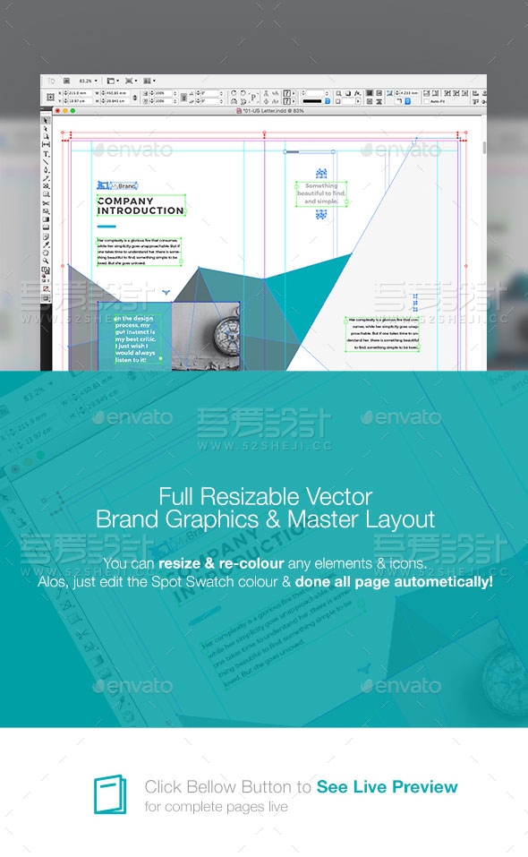 蓝绿色创意高端大气企业宣传画册模板