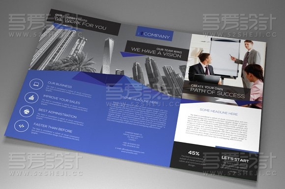 3种配色多边形风格3折页模板