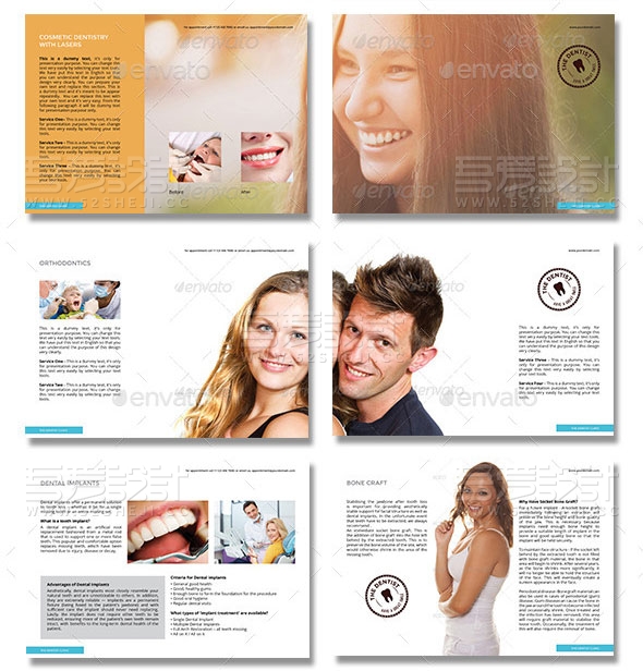 牙医口腔护理服务宣传画册模板
