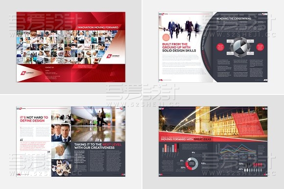 红色企业商务风格画册模板