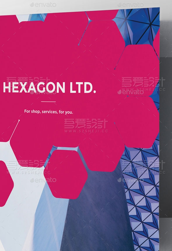 简约大气六角现代三折页模板
