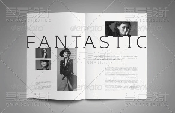 黑白色简约大气杂志画册模板