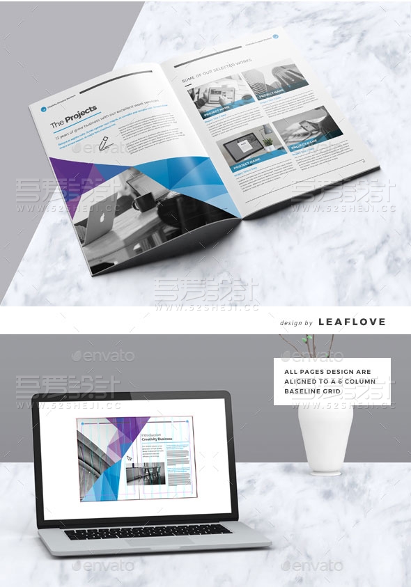 蓝色高端欧美风格企业画册模板