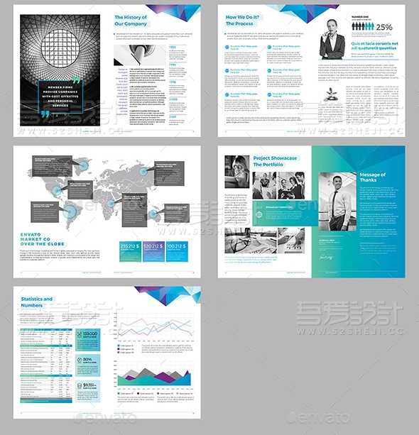 20页简约大气企业画册模板
